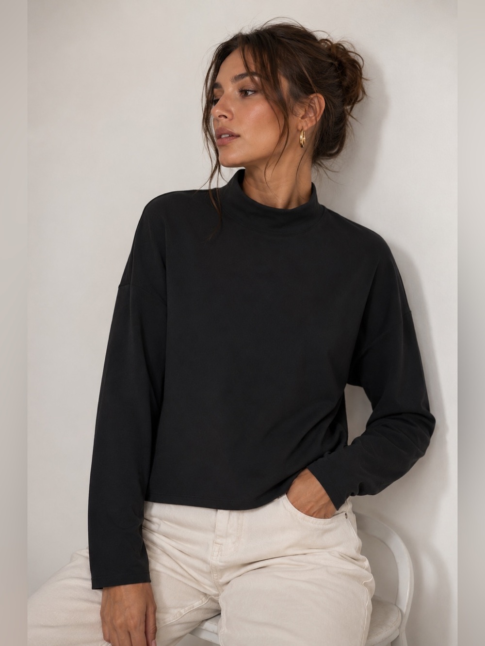 Noisy May Black Mock Neck Long Sleeve Top – Size M